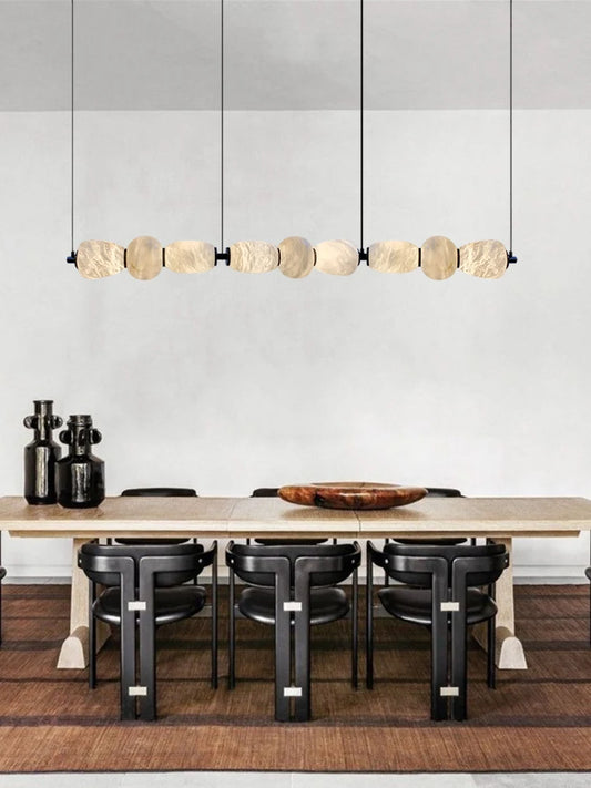 Dinning Room Linear Natural Marble Chandelier Crafted From