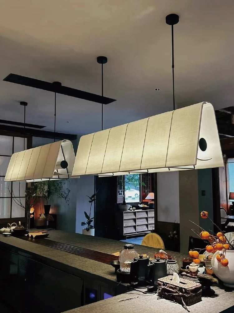 Japanese Zen Dining Room Fabric Pendant Lights Wabi Sabi