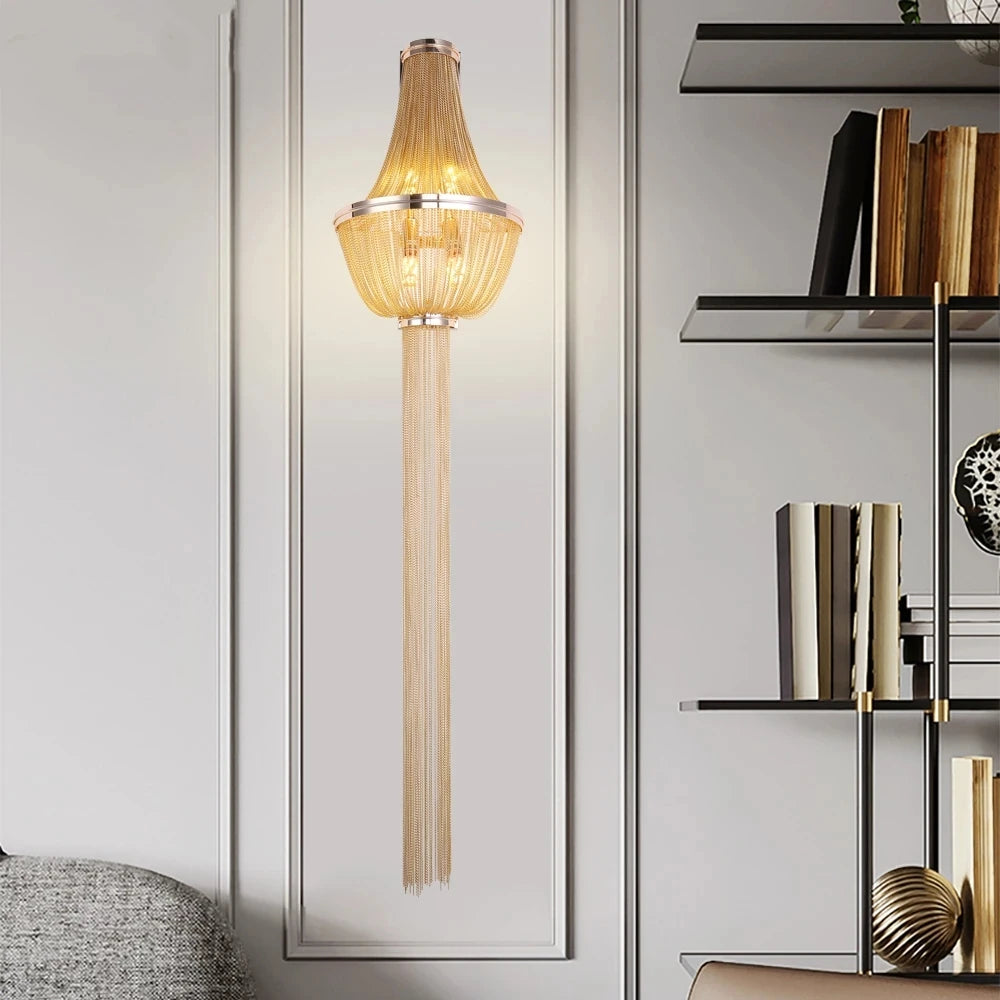 Italian Tassels Wall Lamp Aluminum Chain Light Loft Mid