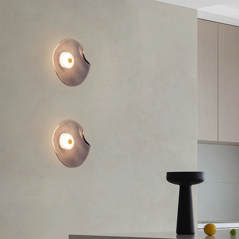 Art Amber Gray Glass LED Wall Light 3000K Sconce
