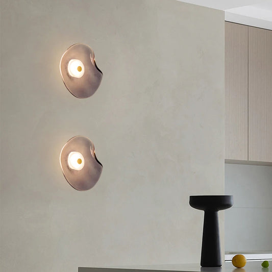 Art Amber Gray Glass LED Wall Light 3000K Sconce