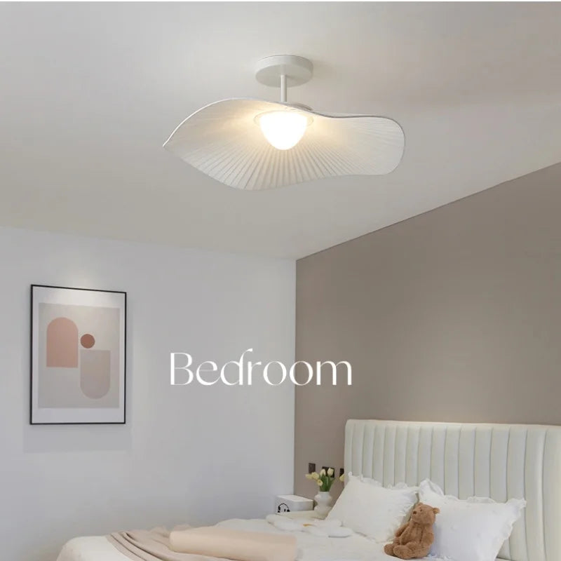 Nordic Fabric LED Ceiling Light Bedroom Minimalism White