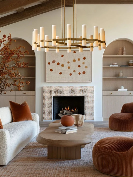 American Vintage White Clear Glass E14 LED Chandelier
