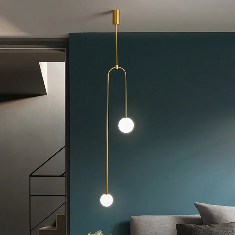 Glass Ball Pendant Light LED Bedside Hanging Lighting Nordic