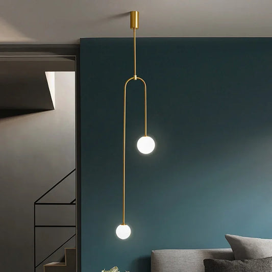 Glass Ball Pendant Light LED Bedside Hanging Lighting Nordic