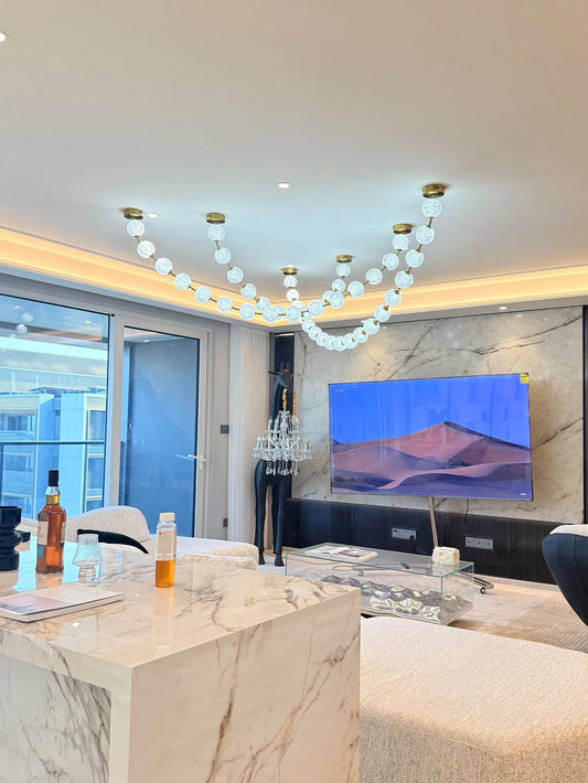 Pearl Necklace Dimmable LED Chrome Gold Chandelier