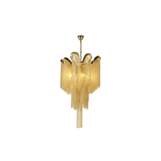 Trend Gold Silver Aluminum Chain Dimmable LED Pendant Light