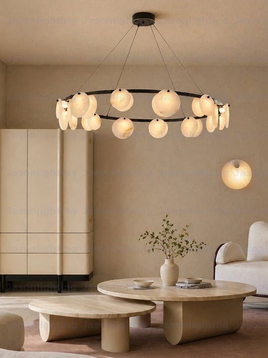 Elevate Living Room Marble Chandelier High-End Alabaster