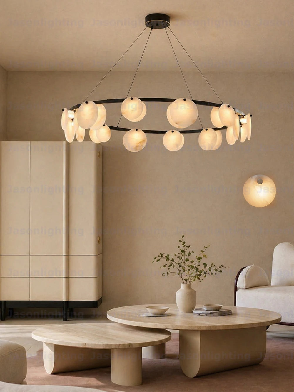 Marble LED Chandelier Alabaster Pendant