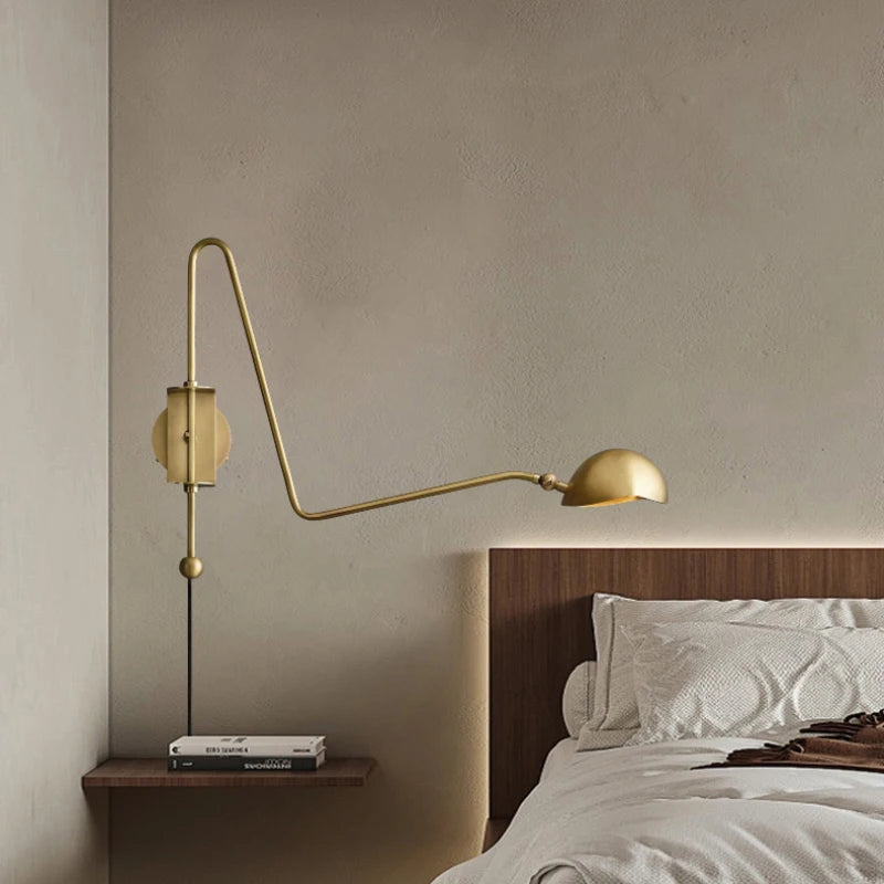 American Copper Wall Light Gold Black Plug Adapter