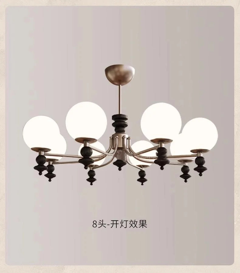 American Glass E27 LED Chandelier Foyer Nickel Pendant