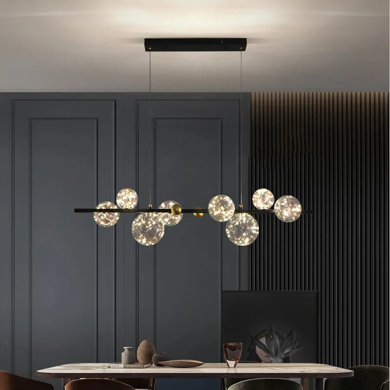 Dining Room LED Dimmable Pendant Lights Straight Metal