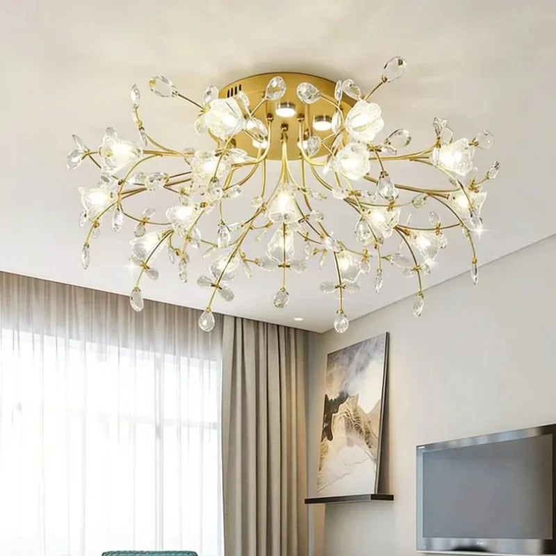 European Gold LED G9 Ceiling Light K9 Crystal