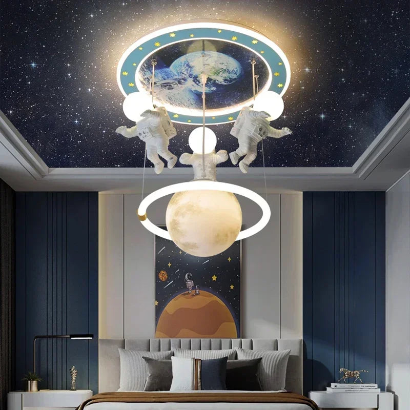 Kids Room Chandelier Creative Astronaut Ceiling