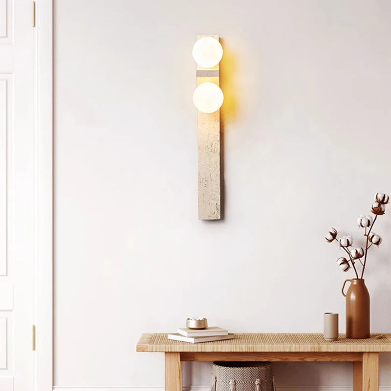 Wall Light Sconce Natural Stone White Glass G9 Bulb