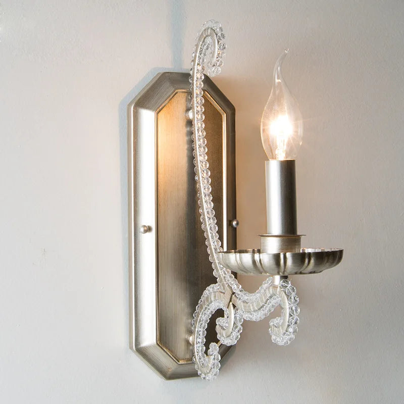 French Living Room Brushed Silver LED Chandelier American