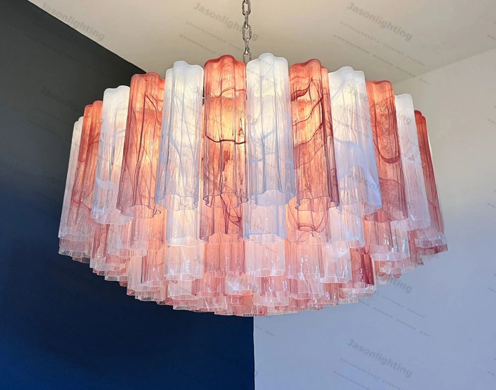 Pink Romance Glass Colletion Gold Silver Chandeliers
