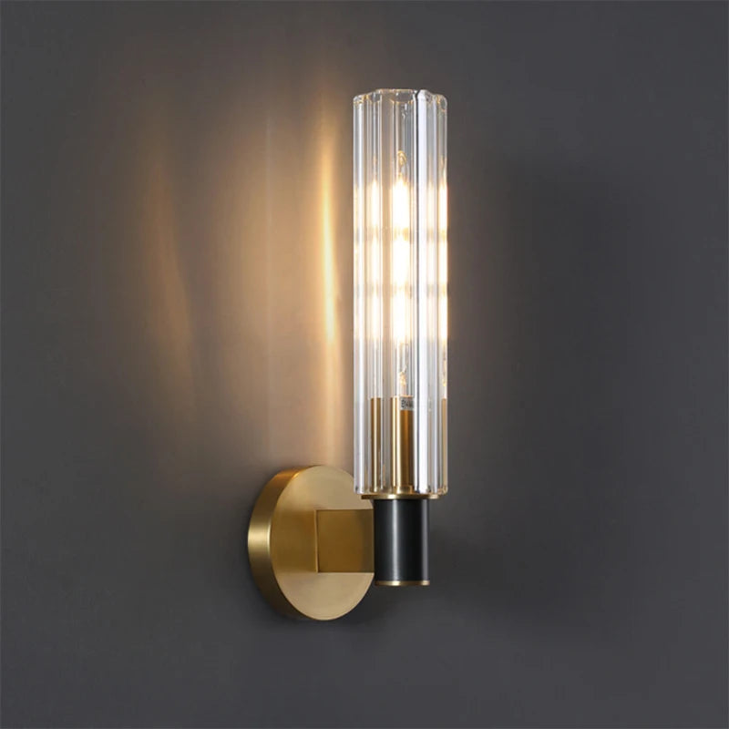 Clear Crystal LED Wall Sconces Brass