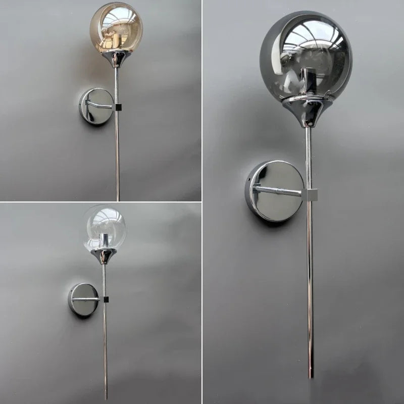 Glass Wall Lamp Creative Golden Sconces Round Nordic