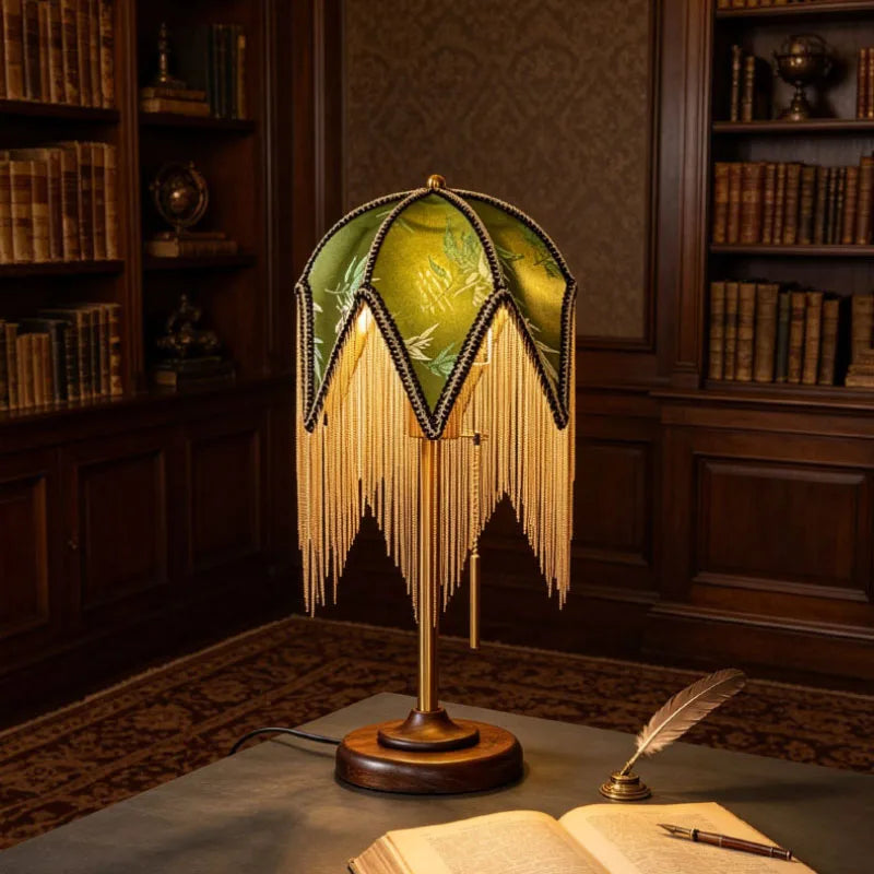 Creative Fabric Lampshade Table Lamp E27 Bulb Wood Base