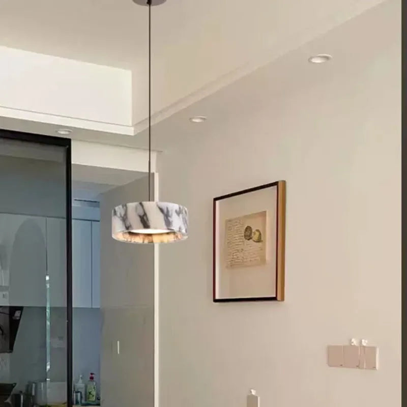 Natural Stone LED Chandelier Dimmable Wire Height Adjustable
