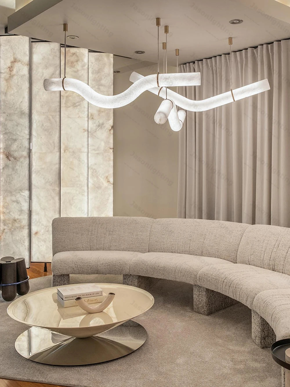 Marble Art Gold Chrome Dimmable LED Hight Ceiling Chandelier