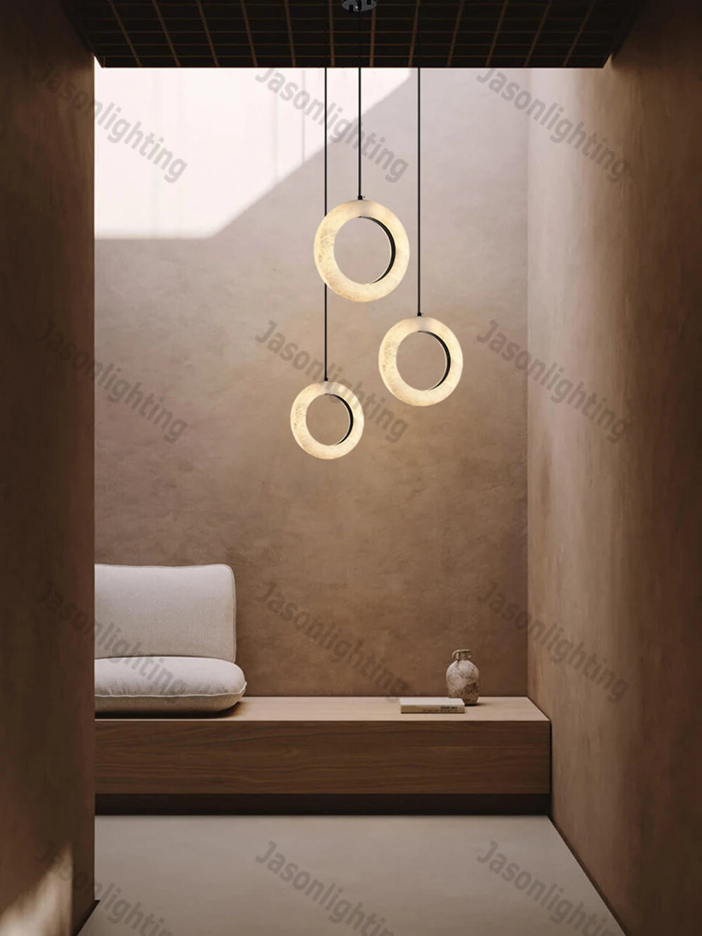 LED Postmodern Natural Marble Circle Chandelier