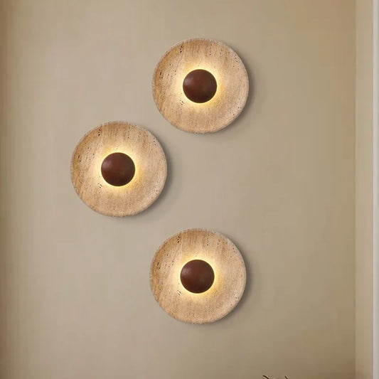 Mdoern Natural Stone Wall Light Sconce Dark Wood 25CM