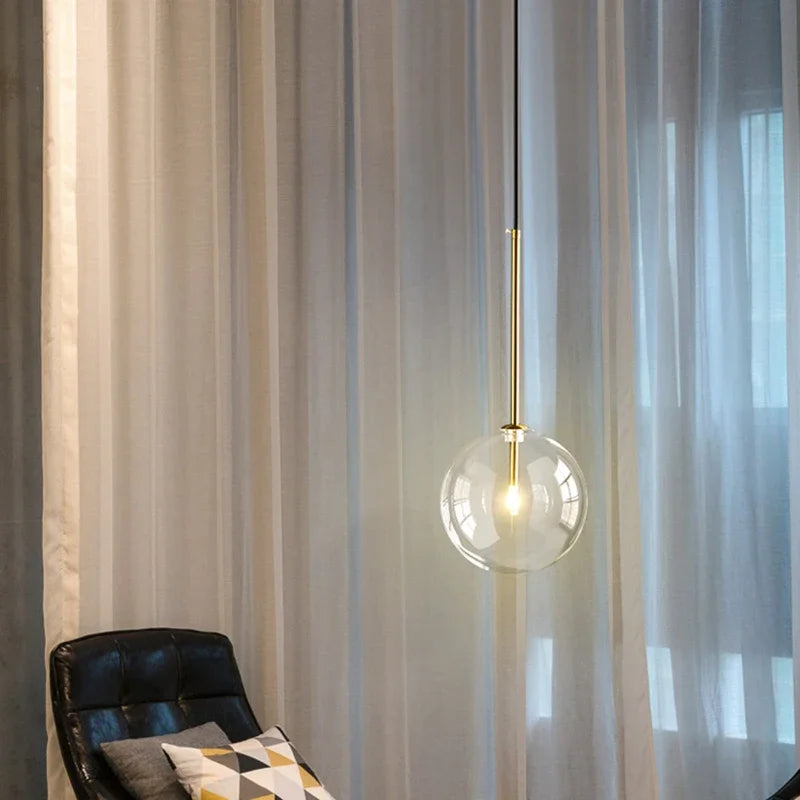 LED Pendant Lamp Glass Ball Bedroom Hanging Nordic