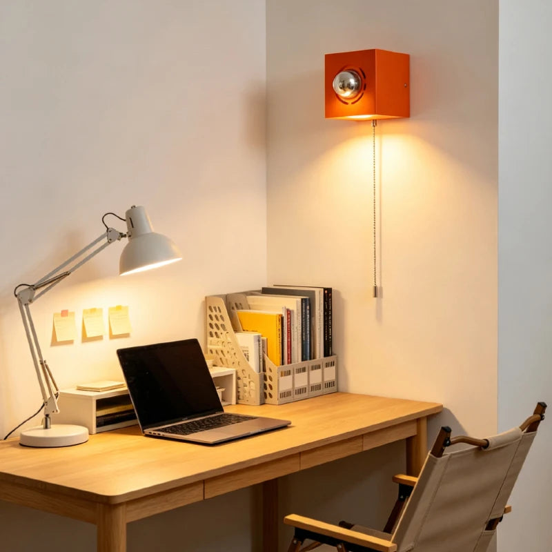 Metal Orange Wall Light Home Art E27 Bulb Indoor