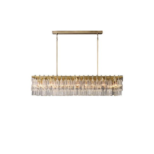 American Rectangular Crystal Brass Chrome E14 LED Chandelier