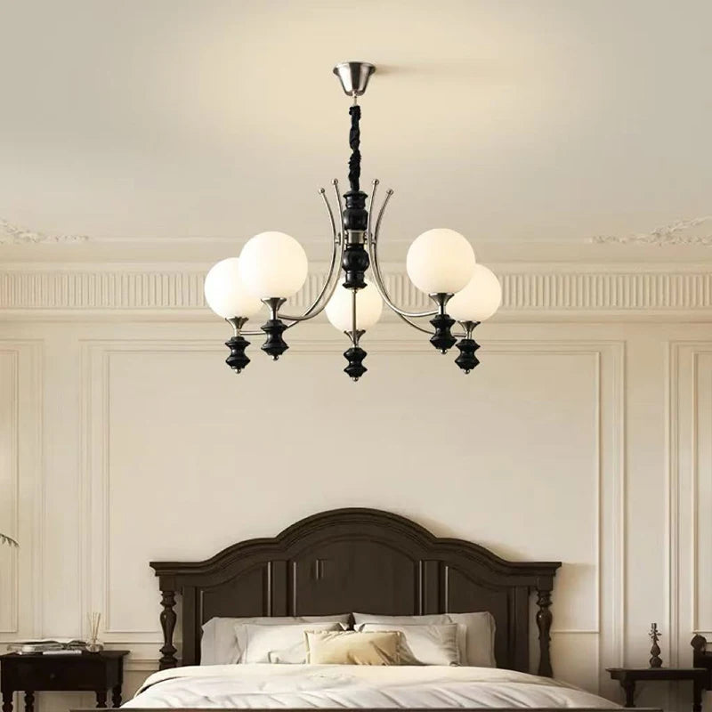 French Retro Living Room Chandelier Modo Glass Globe Ceiling