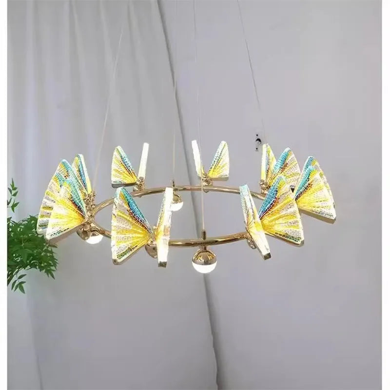 Acrylic Butterfly LED Pendant Lights Living Room Gold