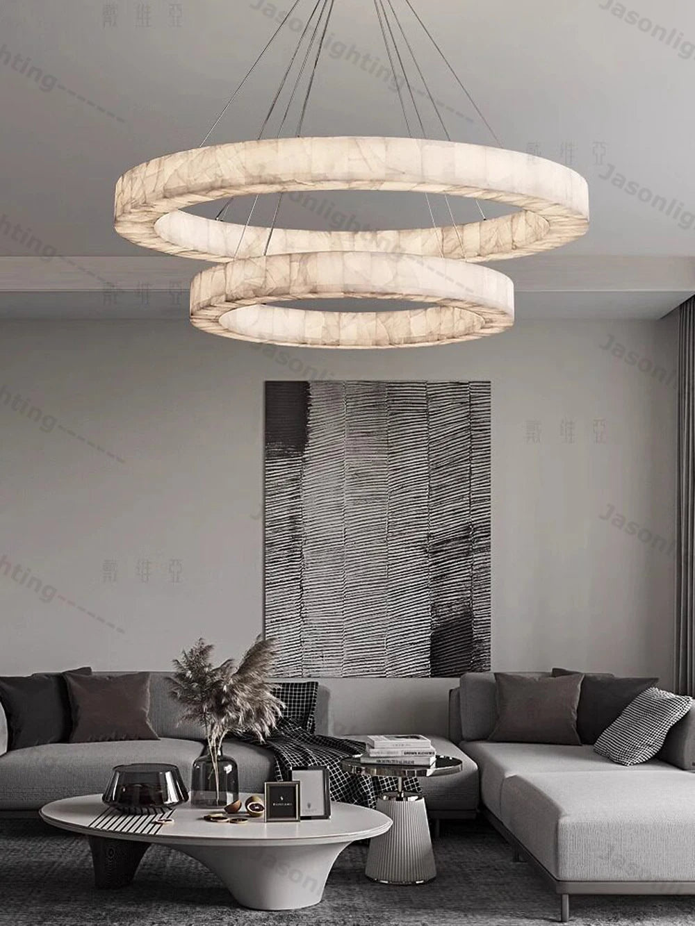 American Natural Marble Dimmable LED Pendant Light Alabaster
