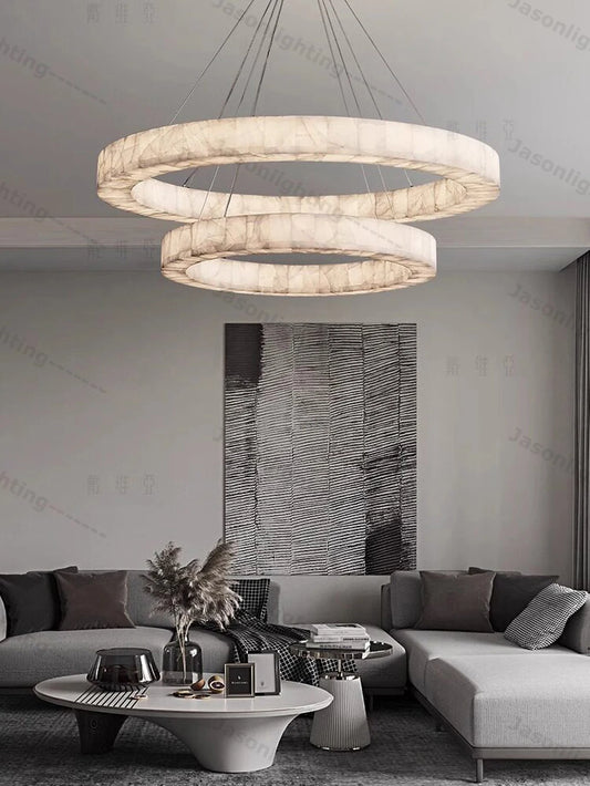 American Natural Marble Dimmable LED Pendant Light Alabaster