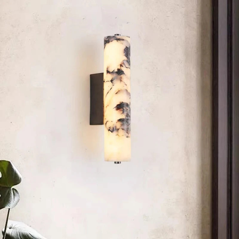 Real Marble LED Wall Lamp Brass Bedroom Parlor Sconce