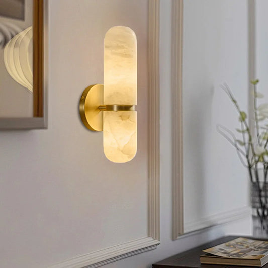 Spanish Natural Marble Wall Lamp Brass Light Retro Lamps