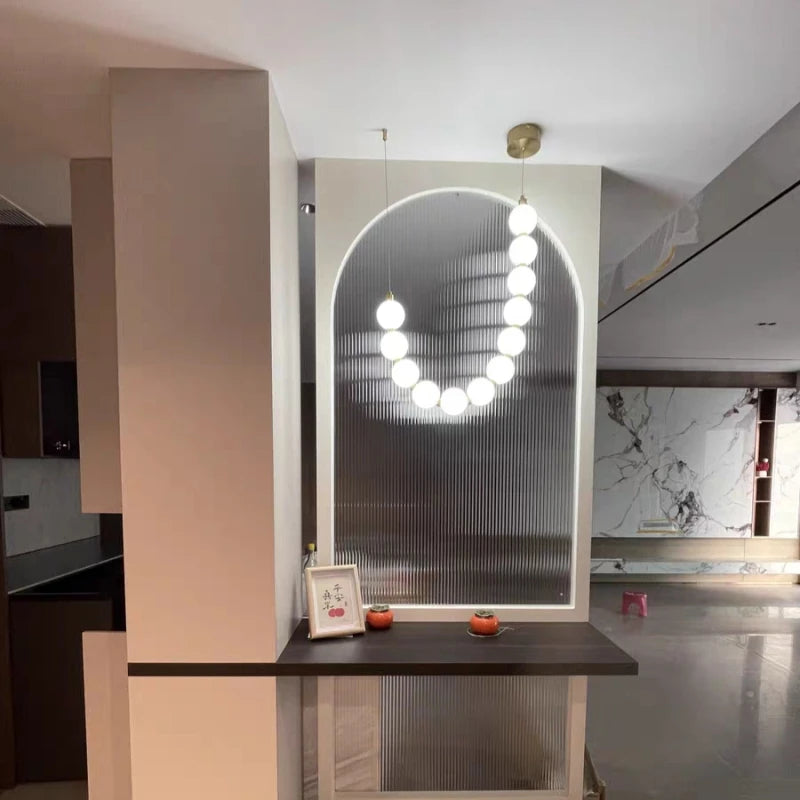 White Acrylic LED Chandelier Gold Aluminium