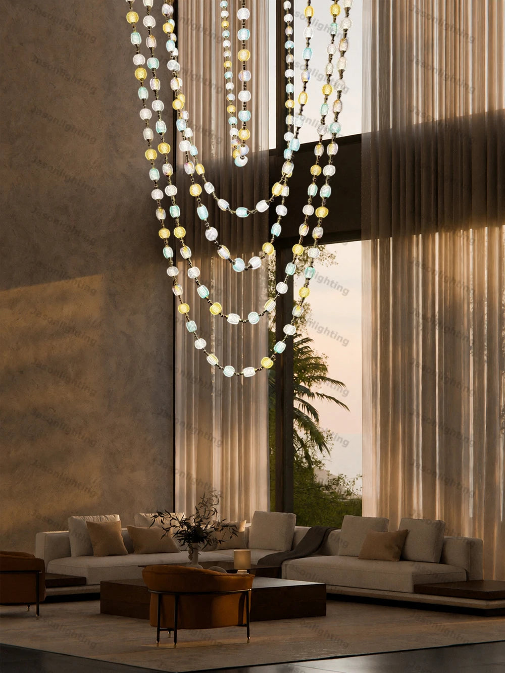 Colorized DIY Glass Long Strap High Ceiling Gold Chrome