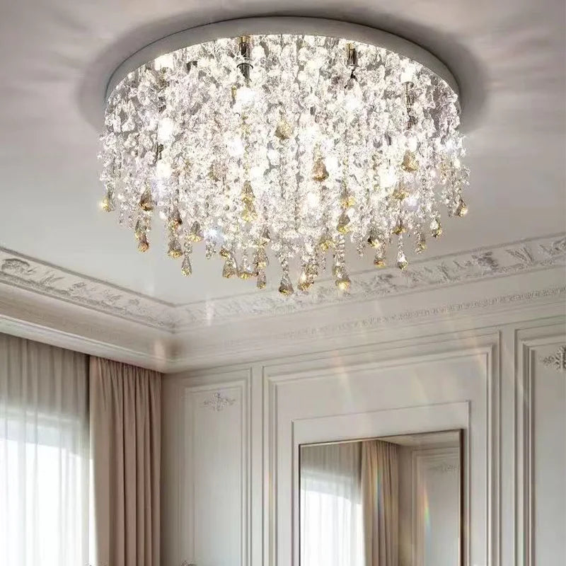Steel Ceiling Lights LED Crystal Lamp Living Room Luminaires