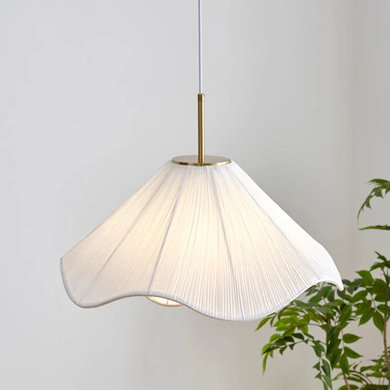 Nordic Fabric LED Chandelier Foyer White E27 Pendant