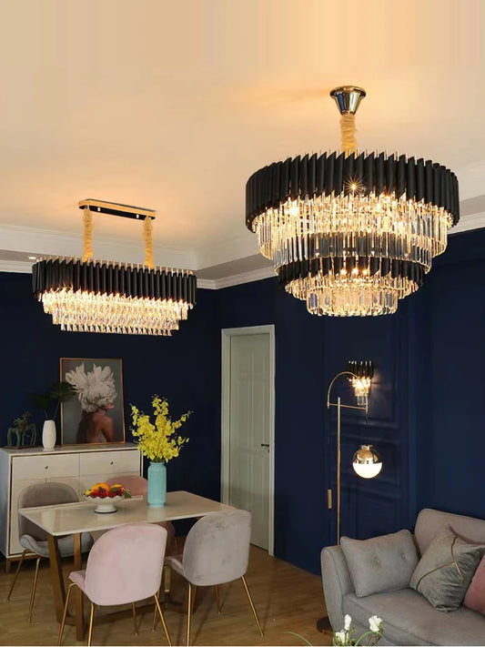 Build Home Black Series E14 Changeable Bulb Crystal Pendant