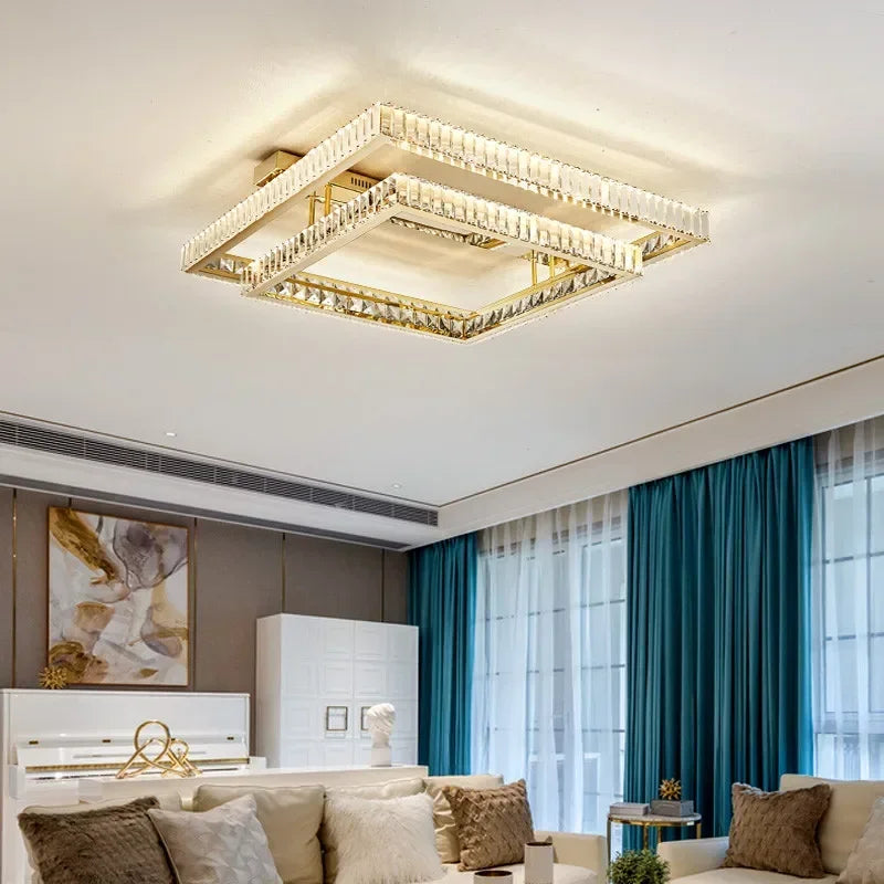 Living Room Crystal LED Ceiling Lamp Steel Smart Dimmable