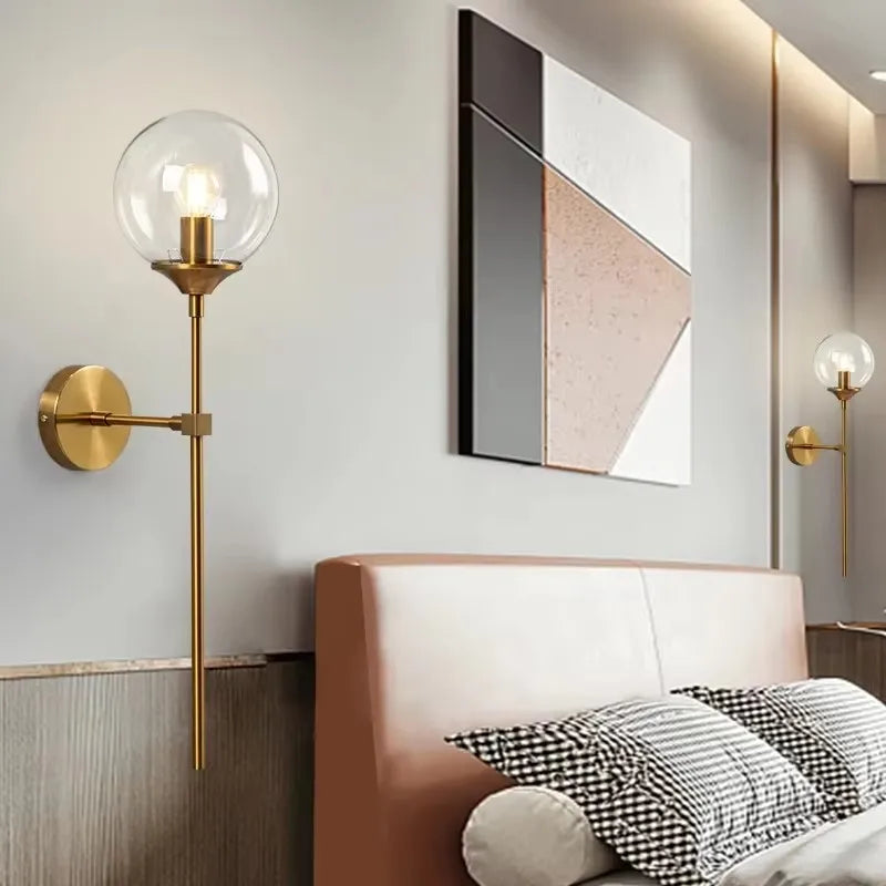E14 Simple LED Wall Light Bedroom Bdside Glass Ball Lamp