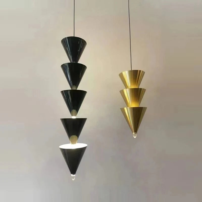 Gold Black Cone LED Pendant Lamp