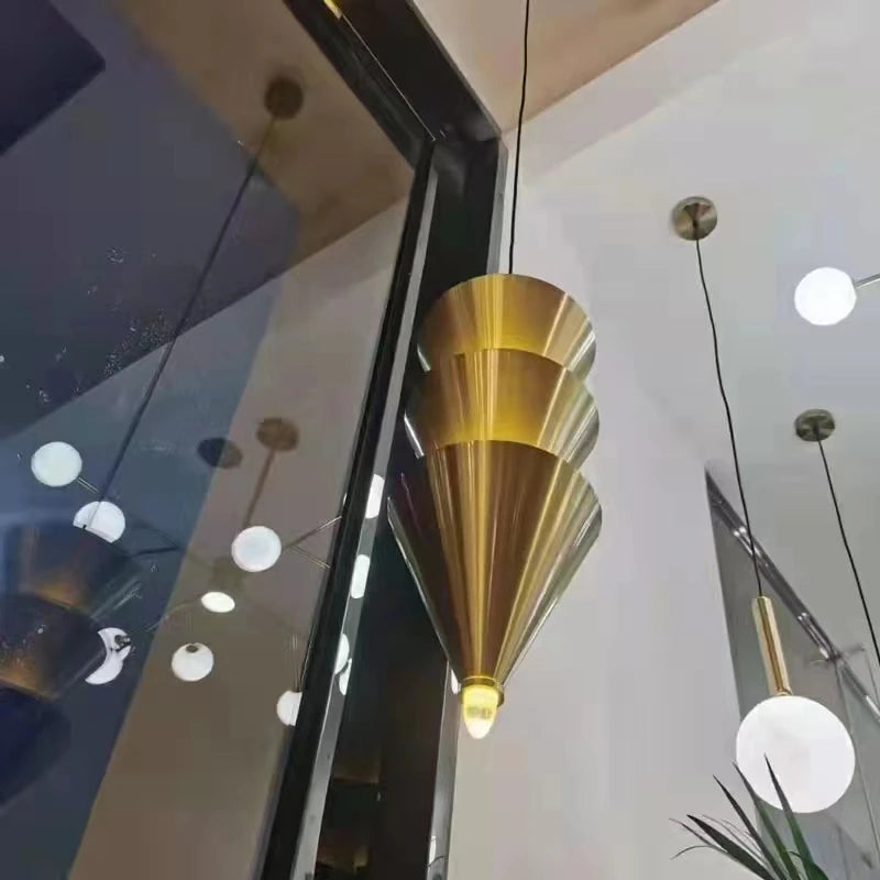 Gold Black Cone LED Pendant Lamp