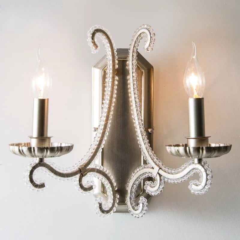 French Living Room Brushed Silver LED Chandelier American
