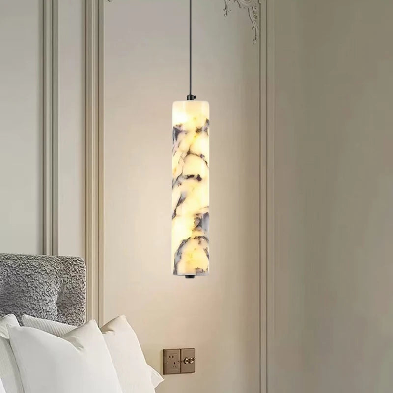 Cylinder Natural Marble Chandelier Dimmable Art Indoor