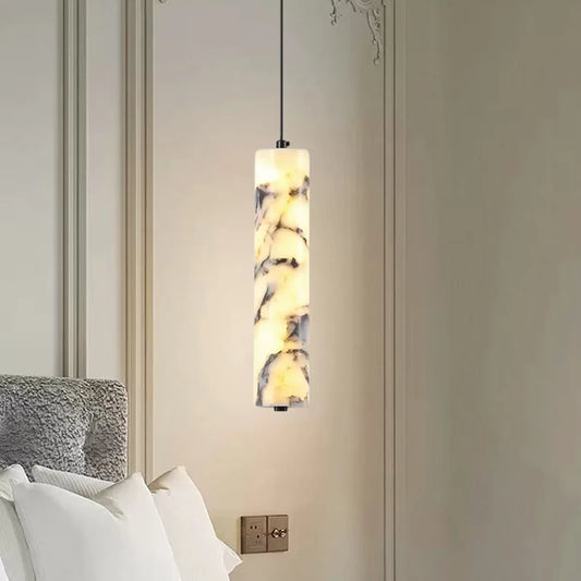 Cylinder Natural Marble Chandelier Dimmable Art Indoor