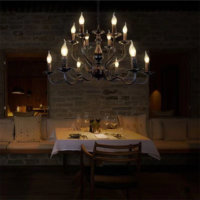 American Retro Cafe Pendant Light Dining Room Black Metal